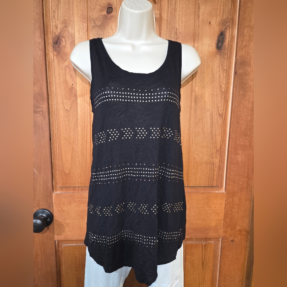 Apt. 9 Black Sleeveless Embellished Top